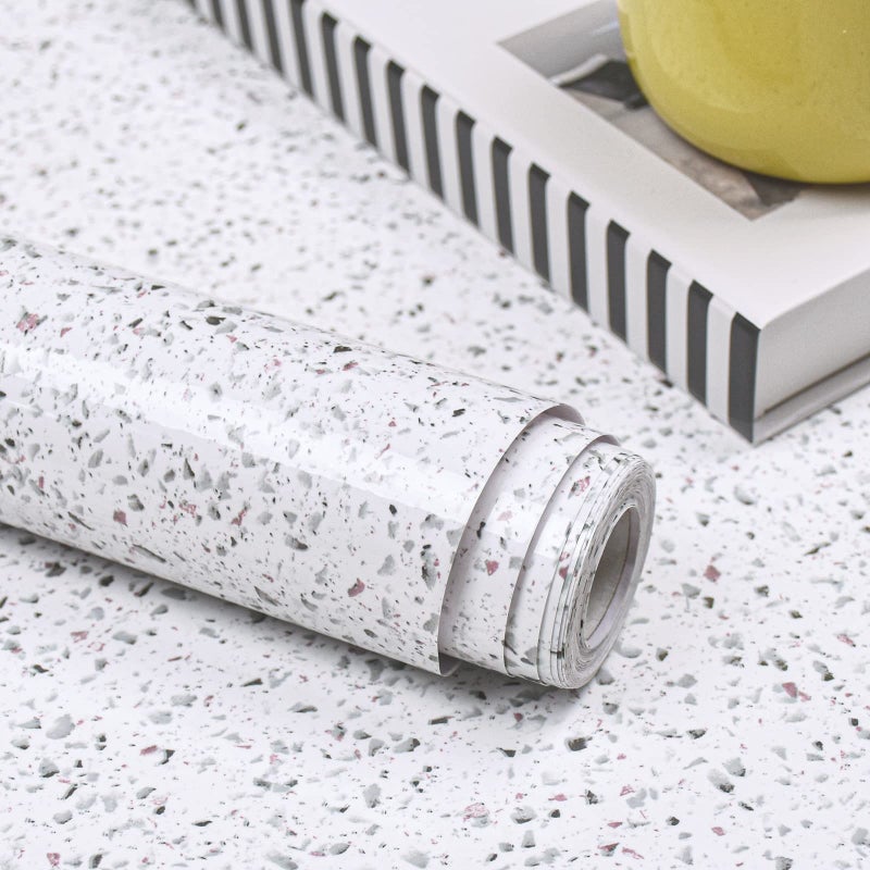 MelunMer White Glossy Marble Contact Paper for Countertops 118â€Ã—15.7â€ Self Adhesive Removable Wallpaper Granite Peel and Stick Wallpaper for Bathroom/Kitchen/Cabinets Waterproof Easy to Clean - Image 4