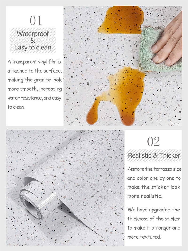 MelunMer White Glossy Marble Contact Paper for Countertops 118â€Ã—15.7â€ Self Adhesive Removable Wallpaper Granite Peel and Stick Wallpaper for Bathroom/Kitchen/Cabinets Waterproof Easy to Clean - Image 3
