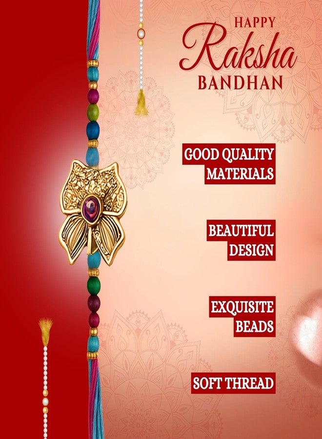 Sage Square Raksha Bandhan Rakhi for Brother | Evil Eye Resin Thread with Designer Beads & Roli Chawal | Celebrate with Love & Style (Design 1) - Image 4