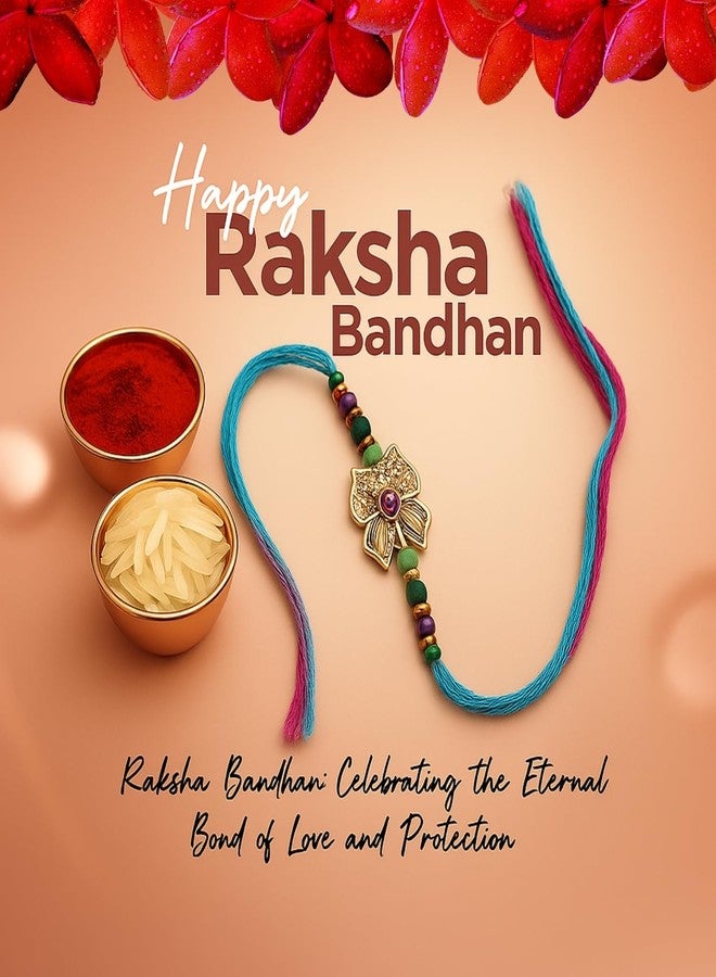 Sage Square Raksha Bandhan Rakhi for Brother | Evil Eye Resin Thread with Designer Beads & Roli Chawal | Celebrate with Love & Style (Design 1) - Image 2