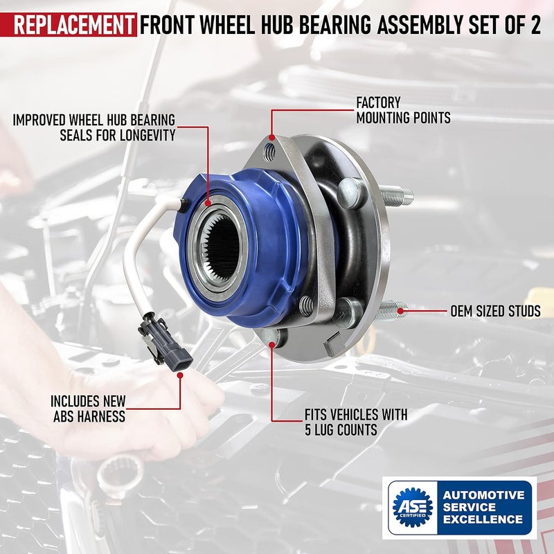 AA Ignition Front Wheel Hub Bearing Assembly - Set of 2 for Chevy, Buick, Cadillac, Oldsmobile, Pontiac - Image 4