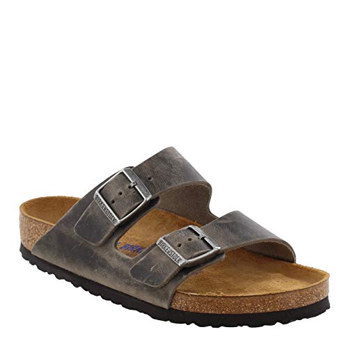 Birkenstock Unisex Arizona Soft Footbed Sandal, Iron Oiled Leather, 37 M EU/6-6.5 B(M) US Women - Image 1