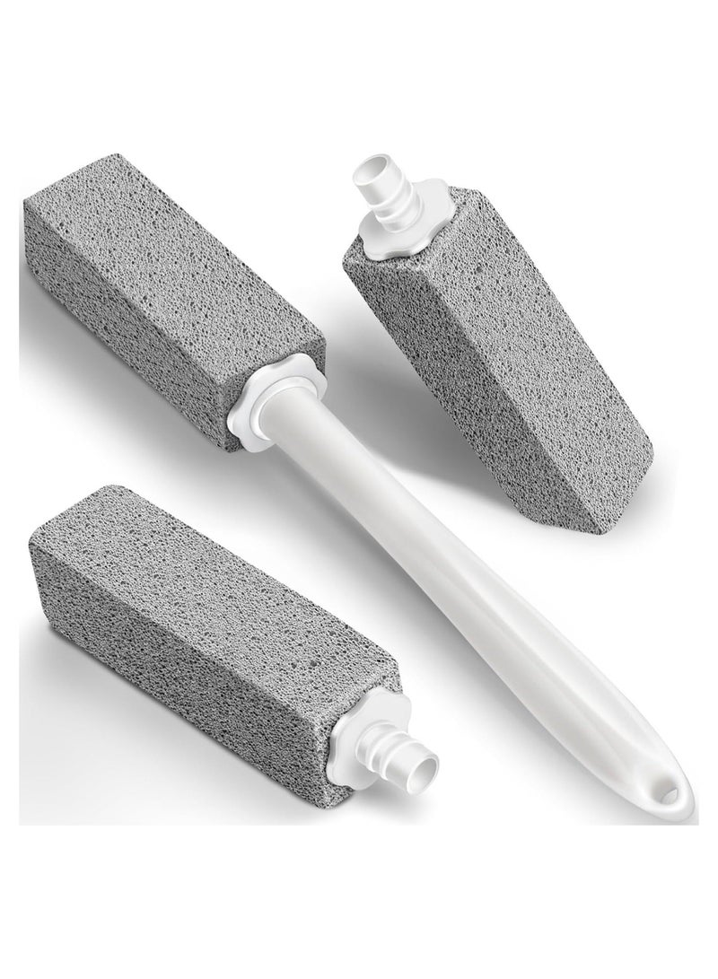 Captaintech Pumice Stone for Toilet Cleaning with Extra Long Handle, Replaceable Design, 1 Cleaning Handle, 3 Cleaning Stones Refills, Easy for Removing Stubborn Hard Water Stains Buildups, for Kitchen Cleaning - Image 1