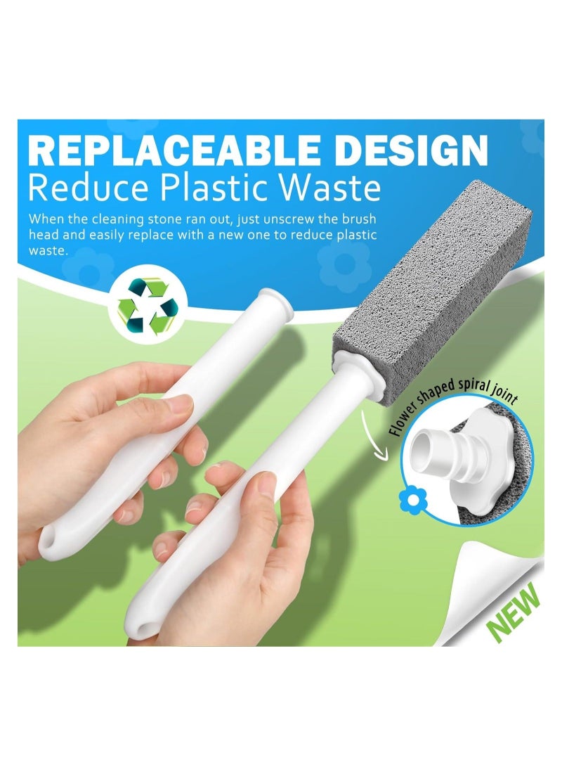 Captaintech Pumice Stone for Toilet Cleaning with Extra Long Handle, Replaceable Design, 1 Cleaning Handle, 3 Cleaning Stones Refills, Easy for Removing Stubborn Hard Water Stains Buildups, for Kitchen Cleaning - Image 2
