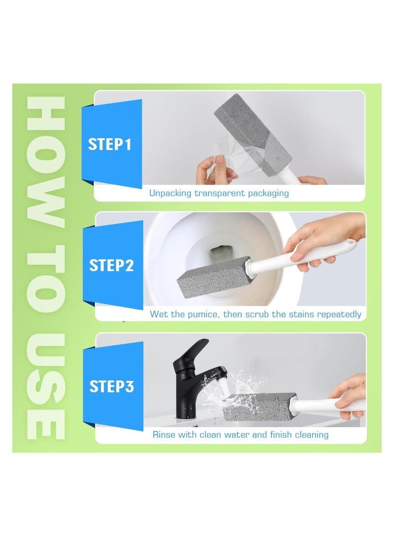Captaintech Pumice Stone for Toilet Cleaning with Extra Long Handle, Replaceable Design, 1 Cleaning Handle, 3 Cleaning Stones Refills, Easy for Removing Stubborn Hard Water Stains Buildups, for Kitchen Cleaning - Image 3