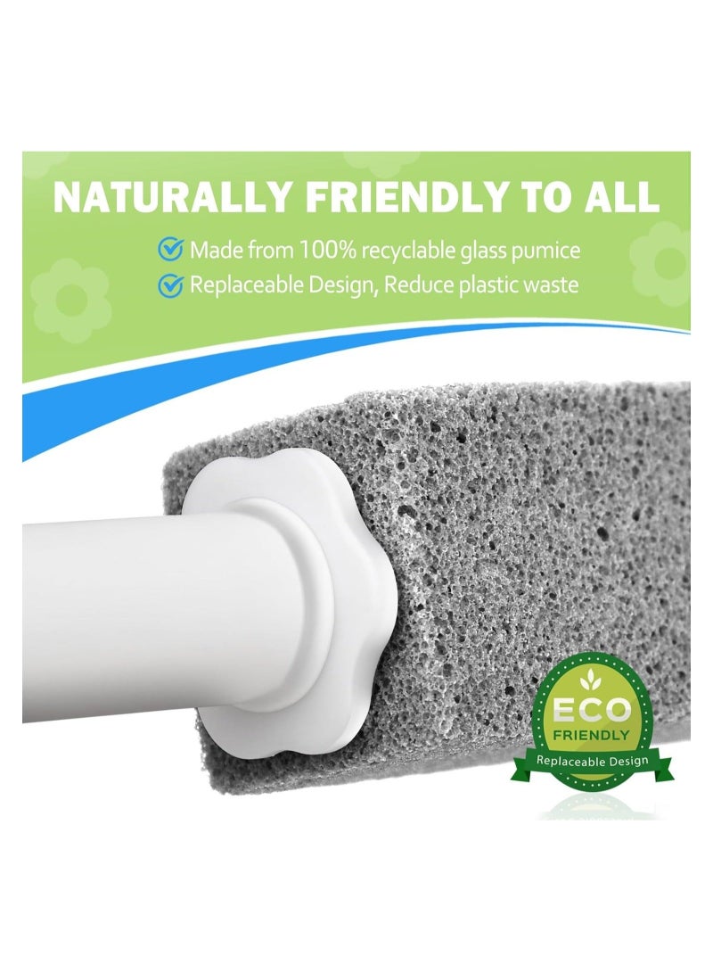 Captaintech Pumice Stone for Toilet Cleaning with Extra Long Handle, Replaceable Design, 1 Cleaning Handle, 3 Cleaning Stones Refills, Easy for Removing Stubborn Hard Water Stains Buildups, for Kitchen Cleaning - Image 5