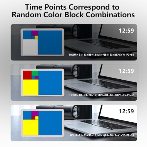 FIBONAX Fibonacci Clock Homeschool Mathematical Timepiece Table Clock with Dynamic Color Blocks STEM Desk Decor Bluetooth Sync USBC Charging Pi Day Decorations Gift for Math LoversTeachers - Image 3