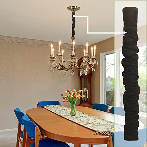 EIFHYT Fabric Cord Cover & Chandelier Chain Cover 1 Pack 6Feet Length for Chandelier Lighting Wires Natural Burlap Easy to Install. (Black) - Image 2