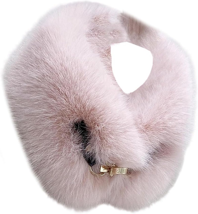Pink Faux Fur Scarf Winter Neck Wrap For Women Men Soft Animal Print Fashion Accessory - Image 1