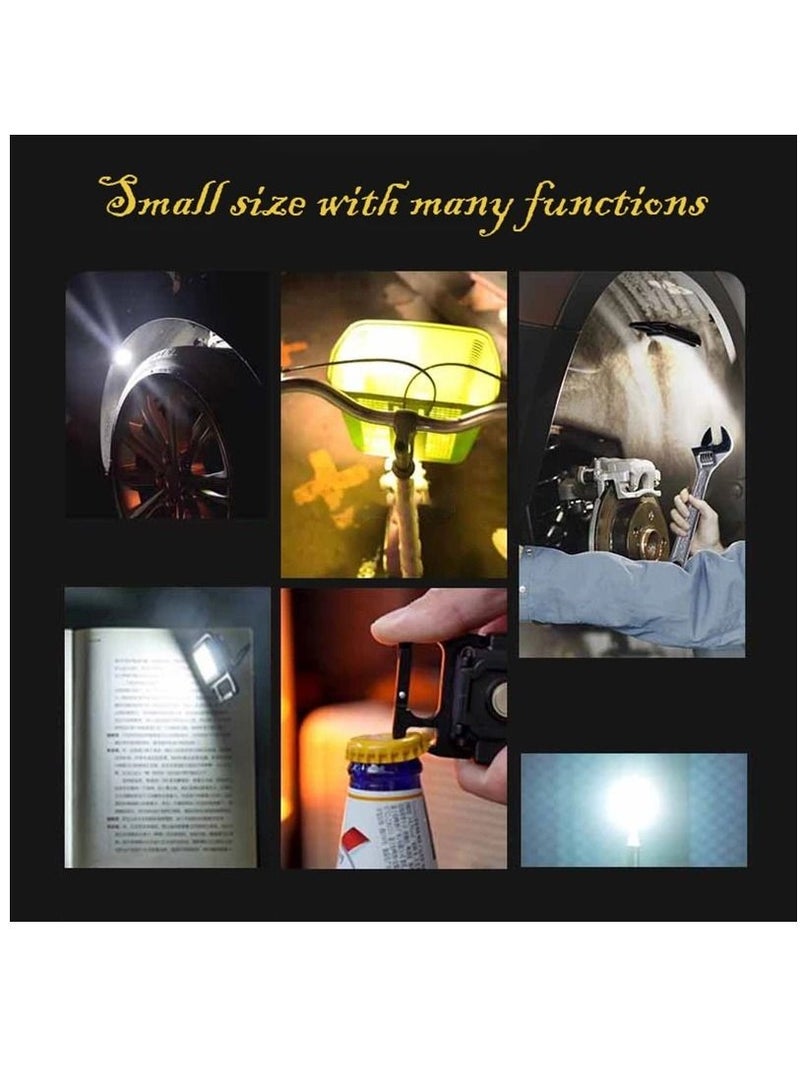 Mini Flashlight, 800 Lumens COB Bright Rechargeable Keychain Flashlights, 4 Light Modes Portable Pocket Light with Folding Bracket Bottle Opener and Magnet Base for Camping Fishing Walking With BAG  - Image 3