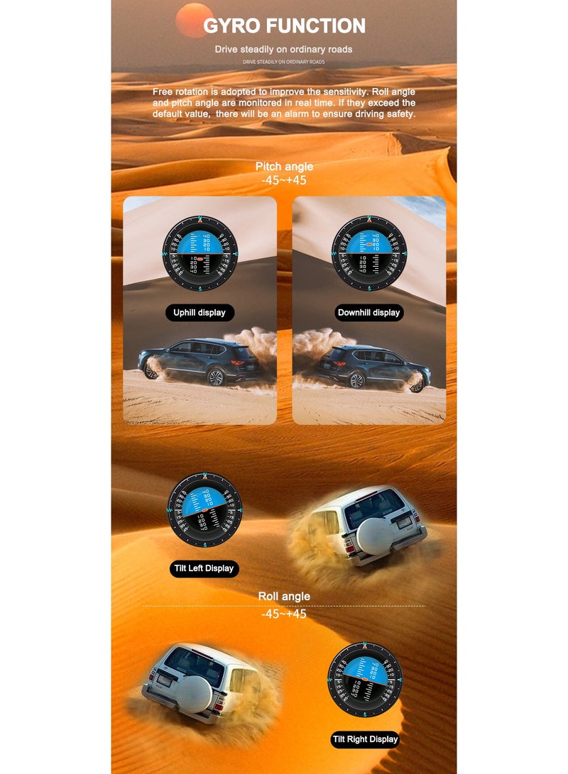 Lufi Xs Obd Gauge Display, GPS Speedometer,car inclinometer, Boost Gauge, RPM Meter, Heads up Display for car,Multifunction Digital Gauge Cluster - Image 5