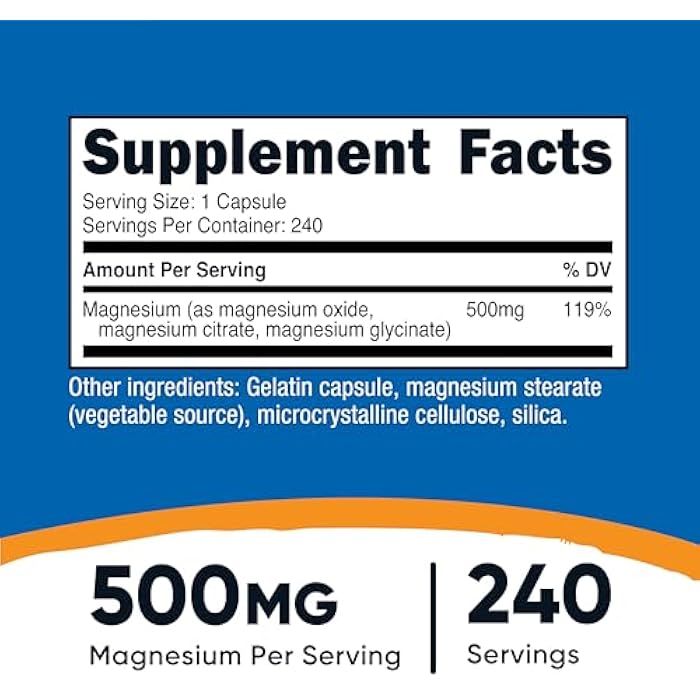 Nutricost Magnesium Complex Extra Strength 500mg, 240 Capsules - Magnesium Oxide, Citrate, and Glycinate - Gluten Free and Non-GMO - Image 2