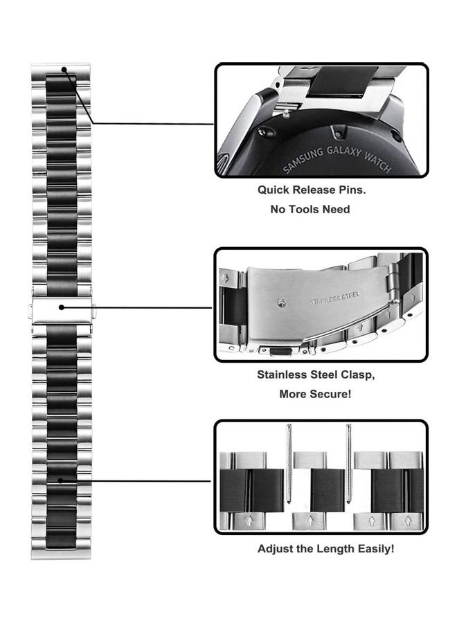 Classic Stainless Steel Smartwatch Strap Band For Samsung Galaxy Watch 46mm/Huawei GT2/Gear S3 Frontier/Classic/Honor Magic 2/Fossil 22mm Black/Silver - Image 4