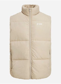 Logo Print High Neck Sleeveless Padded Jacket