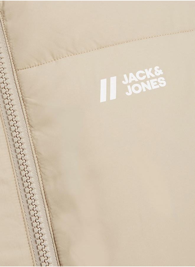 JACK & JONES - Logo Print High Neck Sleeveless Padded Jacket - Image 1