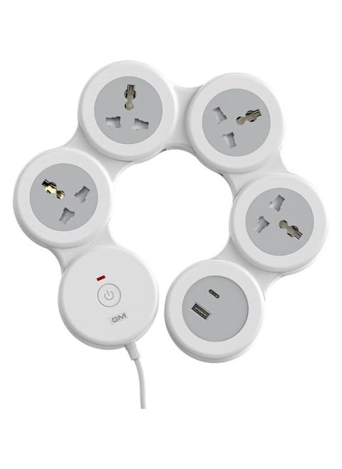 GM 5+1 G-Hoop Spike Guard with A & C Type USB-Master Switch,Indicator, Safety Shutter, 1.8 Mtr Wire with Overload Protection 4 International sockets & 2 USB Port 1 C Type 1 A Type 3.1A