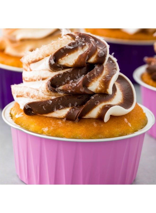 Restaurantware 4 Ounce Disposable Ramekins, 100 Round Creme Brulee Disposable Cups - Oven-Safe, For Cupcakes And Muffins, Pink Aluminum Disposable Baking Cups, Freezer-Safe, Lids Sold Separately - Image 3