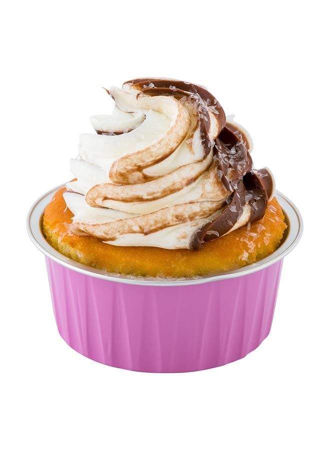 Restaurantware 4 Ounce Disposable Ramekins, 100 Round Creme Brulee Disposable Cups - Oven-Safe, For Cupcakes And Muffins, Pink Aluminum Disposable Baking Cups, Freezer-Safe, Lids Sold Separately - Image 4