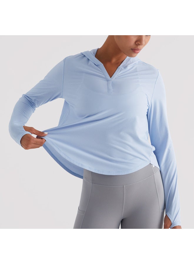 Pilates Training Clothes Women's Workout Clothes Outdoor Sports Morning Running Long Sleeve Beauty Back Hooded Slim Breathable Yoga T-shirt