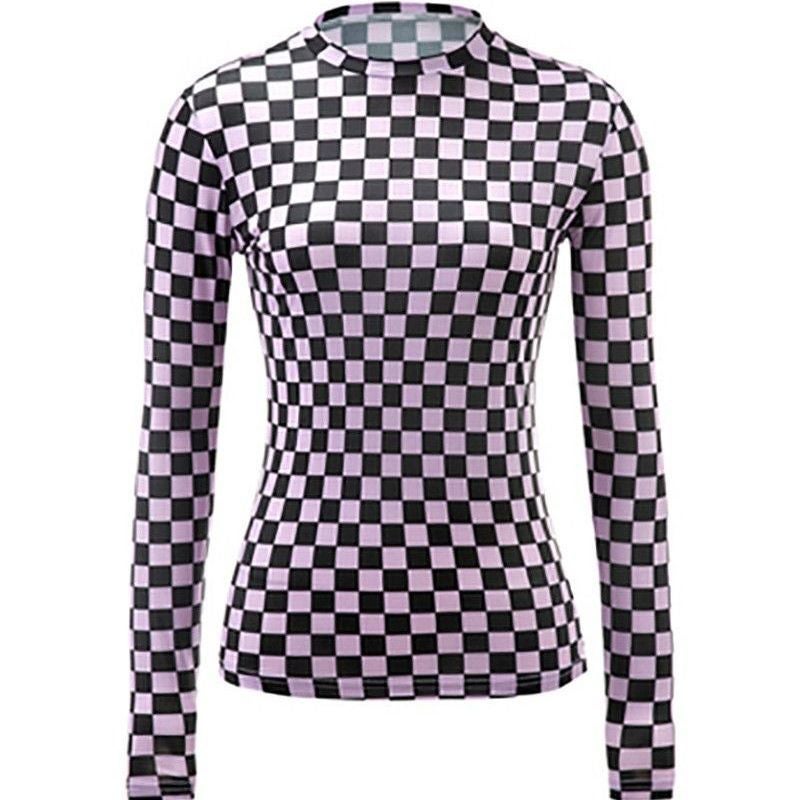 Checkerboard Plaid Bottoming Shirt, Age-Reducing Street Style Girl'S Top, Layered With Sun Protection And Stylish Shirt - Image 1
