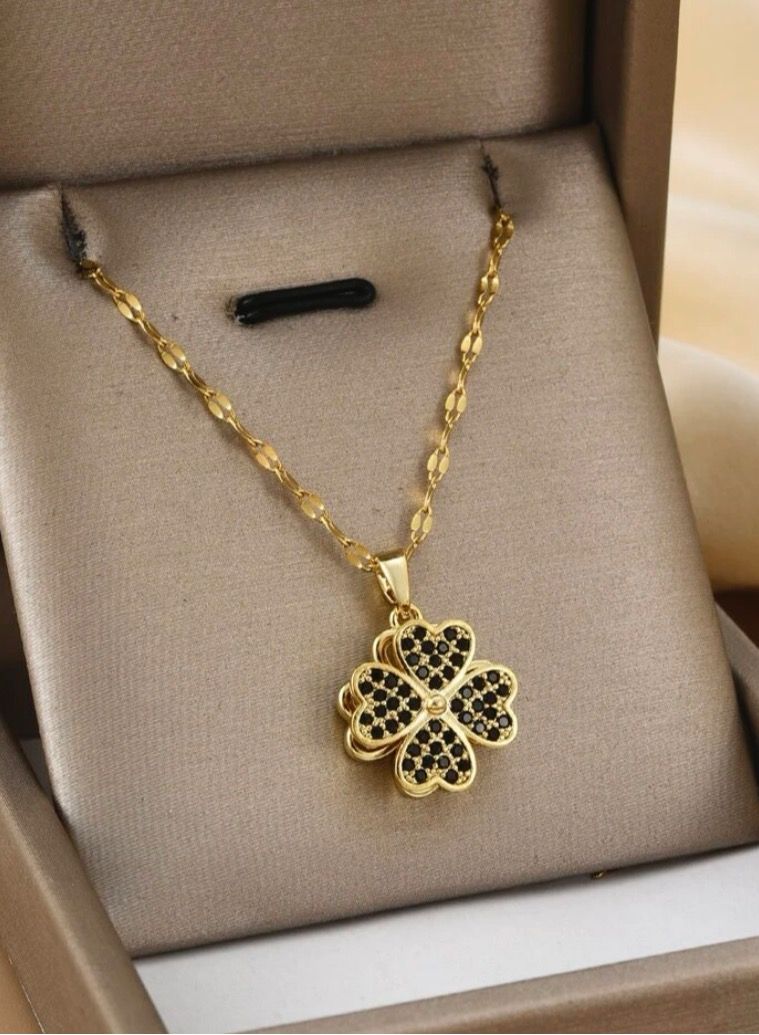 نون-شى سلسال مطلي باللون الذهبي عيار 18 بتعليقة دوارة - Image 1