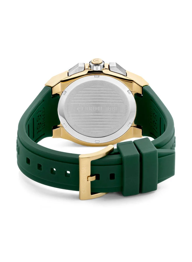 CERRUTI 1881 Razzuolo 45mm Men's Multifunction Watch with Green Silicone Strap