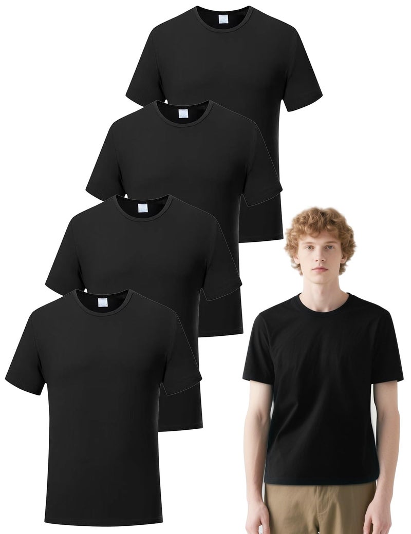OKBA 5 PCS Black t Shirts Available for Men and Women Adult Round Neck Polyester Blank Tshirts Short Sleeve (Medium Black) - Image 1