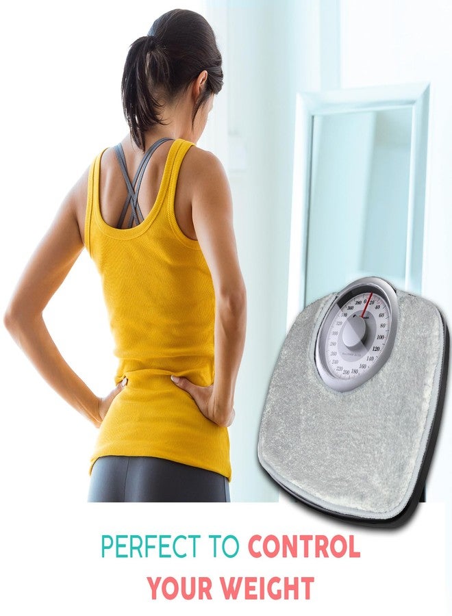 Adamson A25 Scales for Body Weight - Up to 400 LB - New - 5.3" Dial on 12.4" x 10.2" Platform - Anti-Skid Rubber Surface - Bathroom Scale Analog - Durable with 20-Year Assurance - w/Rug - Grey - Image 4