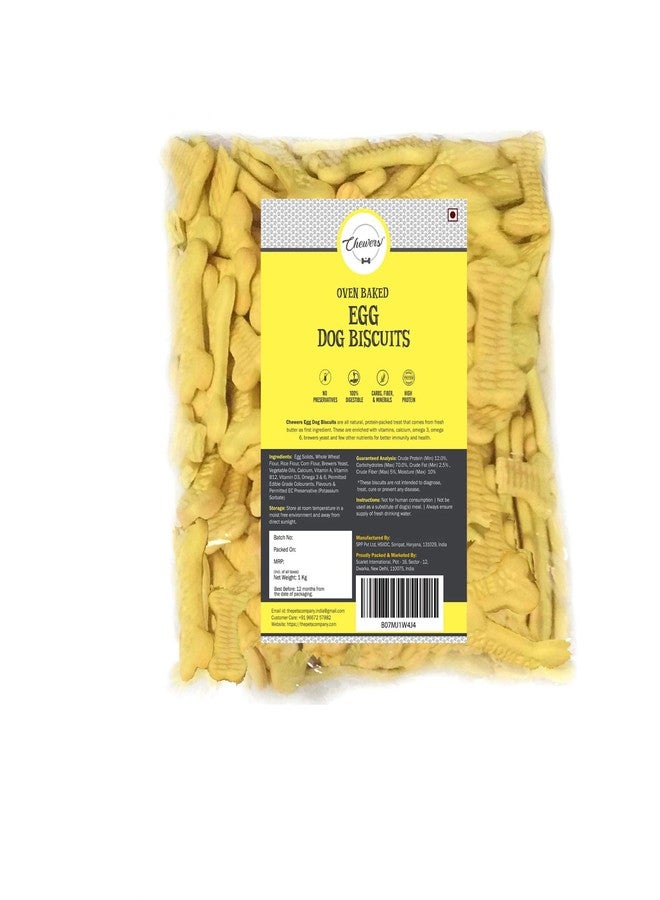Chewers Oven Baked Real Egg Dog Biscuits, Dog Treat 1 Kg (Pack of 2) - Image 1
