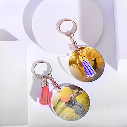 Lganze 120 pcs Acrylic Keychain Blank Kit: Silver Tassels, Rings & Jump Rings for Craft, DIY Jewelry Making - Image 5