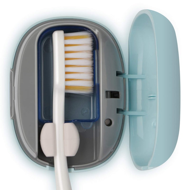NewWay Mini Toothbrush Sterilizer Cover Rechargeable Travel Toothbrush Case with Holder for Houshold and Traving or Business Trip Blue - Image 2