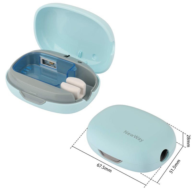 NewWay Mini Toothbrush Sterilizer Cover Rechargeable Travel Toothbrush Case with Holder for Houshold and Traving or Business Trip Blue - Image 4