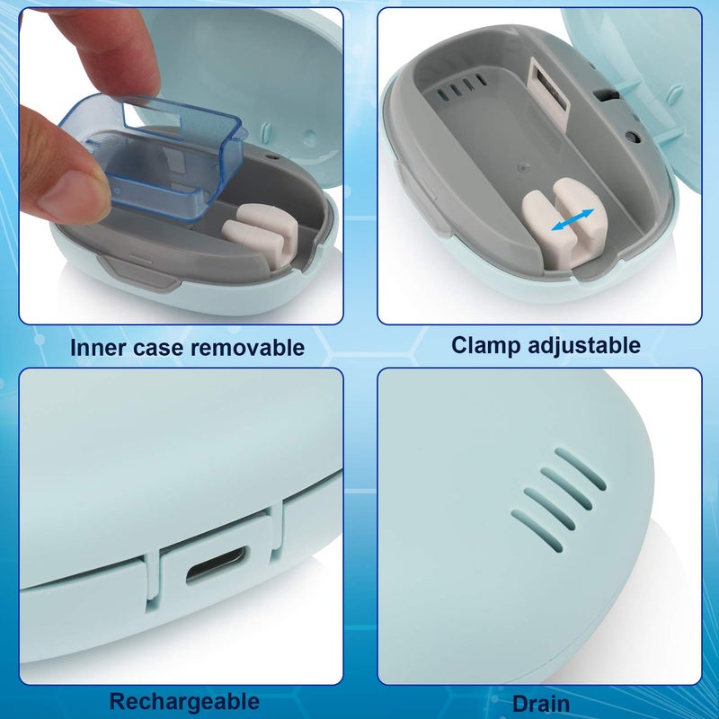 NewWay Mini Toothbrush Sterilizer Cover Rechargeable Travel Toothbrush Case with Holder for Houshold and Traving or Business Trip Blue - Image 3