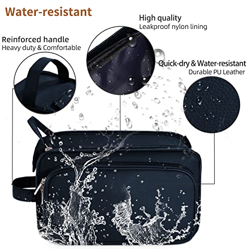 Buruis Extra Large Toiletry Bag for Men, Travel Toiletry Organizer Dopp Kit Water-resistant Shaving Bags, PU Leather Cosmetic Bathroom Shower Bag for Toiletries, Grooming, Accessories (Blue) - Image 5