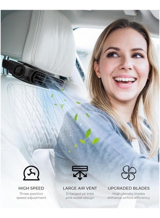 مروحة تبريد مقعد السيارة USB بثلاث سرعات قابلة للتعديل، مروحة هواء لمقعد الخلفي ومسند الرأس، مروحة سيارة هادئة محمولة للـ SUV والشاحنات والسفر الصيفي - view 2