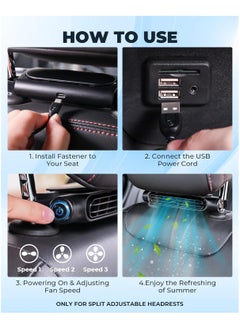 Arabest Car Seat Fancar Seat Cooling Fan 3-Speed Adjustable Car Cooling Fan Silent Electric Car Fan Portable USB Cooler Fan for All Car Jeep Van Rv Trucks Home Office  - Image 4
