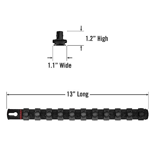 Ernst Manufacturing ERNST 13-Inch Socket Rail Organizer with 11 1/2-Inch Twist Lock Clips, Black (8425-Black-1/2) - Image 5