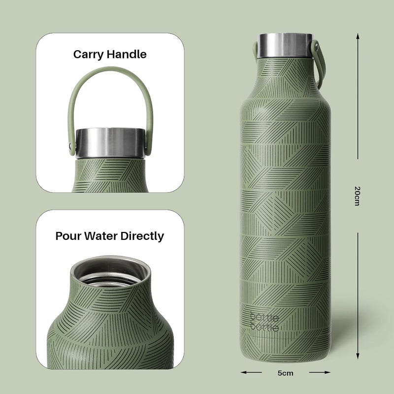 bottle bottle Bottlebottle 600Ml Vacuum Flask Stainless Steel Cow Flask Bpa Free Leak Proof Double Wall For Carbonated Drinks Thermal Bottle For School Office Outdoor (Green) - Image 3