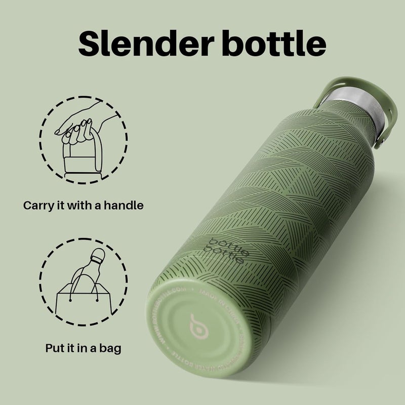 bottle bottle Bottlebottle 600Ml Vacuum Flask Stainless Steel Cow Flask Bpa Free Leak Proof Double Wall For Carbonated Drinks Thermal Bottle For School Office Outdoor (Green) - Image 4