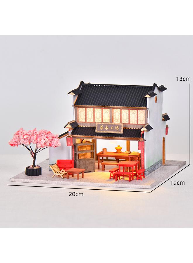 Ancient Architecture Model Cabin Retro Huizhou Architecture Good Wood Workshop Courtyard Villa Handmade Ornaments Gift - Image 1