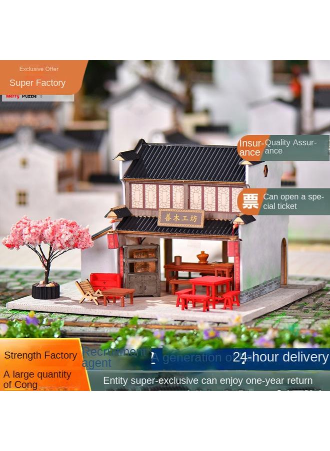 Ancient Architecture Model Cabin Retro Huizhou Architecture Good Wood Workshop Courtyard Villa Handmade Ornaments Gift - Image 2