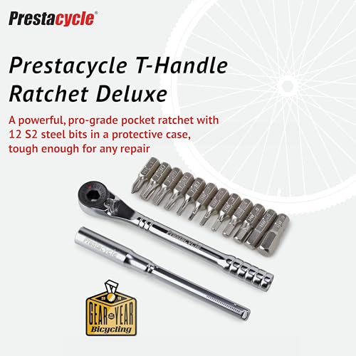Prestacycle Pro Ratcheting THandle Tool Set HeavyDuty 60 Nm THandle Ratchet with 12Piece 14 Hex Bit Set Portable T Handle Screwdriver Set with Neoprene Case for Bike Repair Maintenance - Image 3