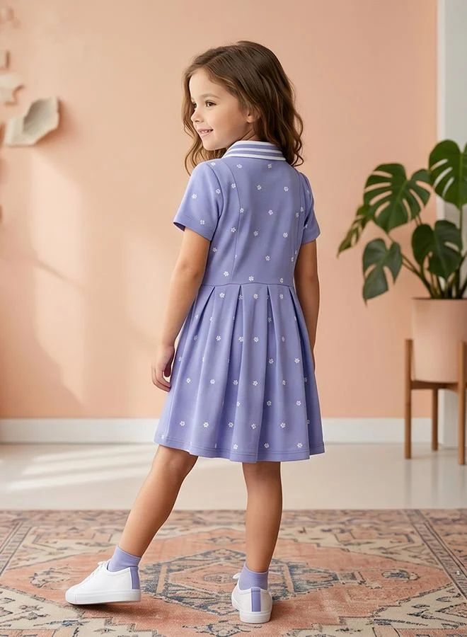 Babies & More Babies & More Toddler Girls Lilac Short Sleeve Collar Dress