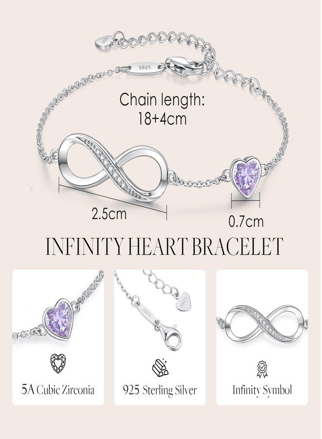 CDE Infinity Heart Symbol Charm Link Bracelet for Women 925 Sterling Silver Adjustable Mother's Day Gift Anniversary Jewelry Christmas Birthday Gifts for Wife Girlfriend Her - Image 5