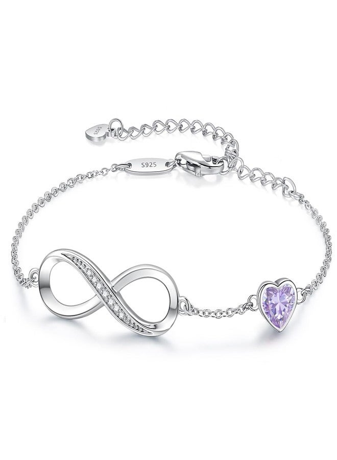 CDE Infinity Heart Symbol Charm Link Bracelet for Women 925 Sterling Silver Adjustable Mother's Day Gift Anniversary Jewelry Christmas Birthday Gifts for Wife Girlfriend Her - Image 1