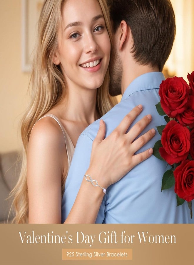 CDE Infinity Heart Symbol Charm Link Bracelet for Women 925 Sterling Silver Adjustable Mother's Day Gift Anniversary Jewelry Christmas Birthday Gifts for Wife Girlfriend Her - Image 2