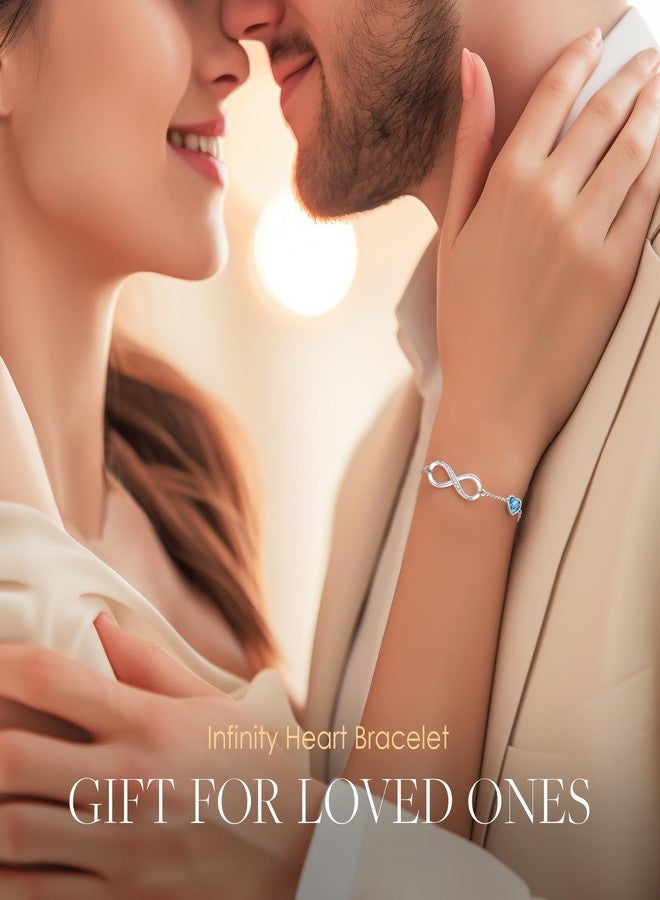 CDE Infinity Heart Symbol Charm Link Bracelet for Women 925 Sterling Silver Adjustable Mother's Day Gift Anniversary Jewelry Christmas Birthday Gifts for Wife Girlfriend Her - Image 3