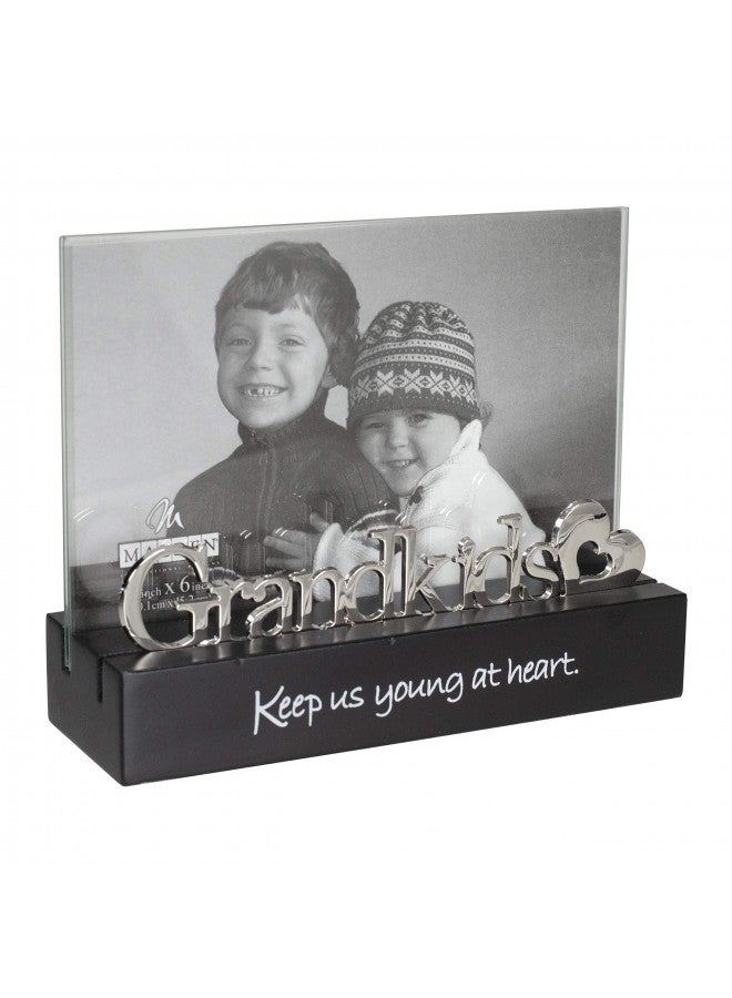 Malden International Designs Grandkids Desktop Expression with Silver Word Attachment Picture Frame, 4x6, Black - Image 2
