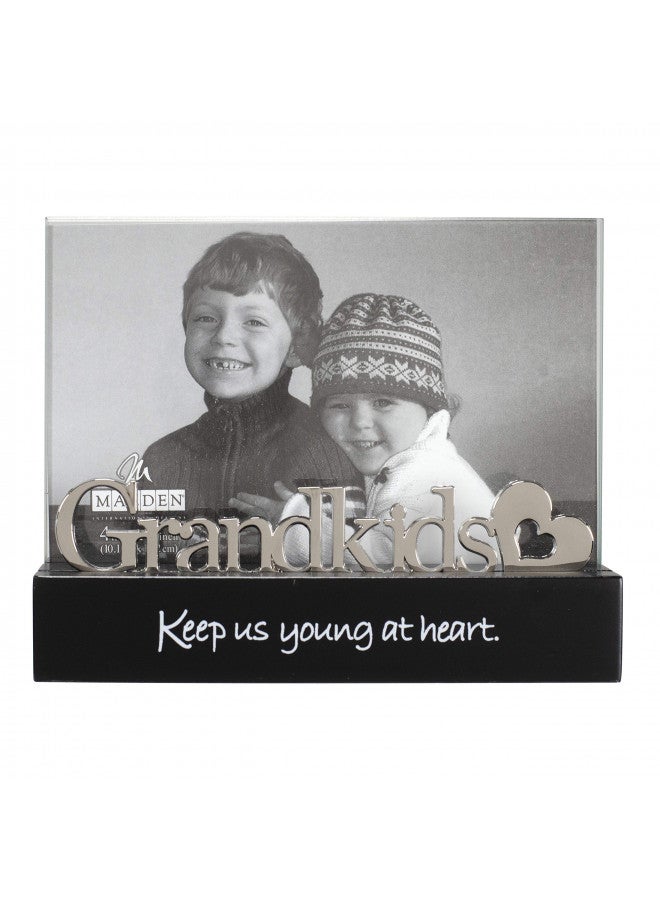 Malden International Designs Grandkids Desktop Expression with Silver Word Attachment Picture Frame, 4x6, Black - Image 1