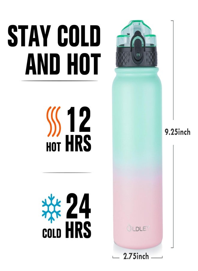 OLDLEY Insulated Water Bottle,20oz Stainless Steel Water Bottles with Straw/Chug/Carabiner 3 BPA Free Lids,10pcs Stickers Fruit Strainer, Double Wall Vacuum Wide Mouth Sports Water Bottle Sweat/Leak-Proof - Image 3